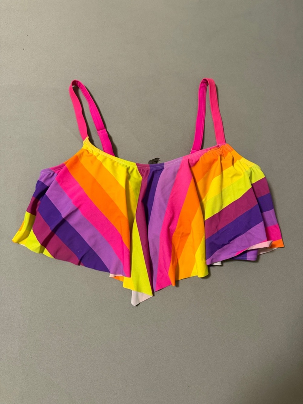 torrid Neon Rainbow Ruffle Bikini Top - Pink, Yellow, Orange, Purple